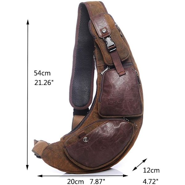 Läderryggsäck för män Kvinnor Utomhusresor Camping Fiske Vandring Crossbody Shoulder Chest Pack