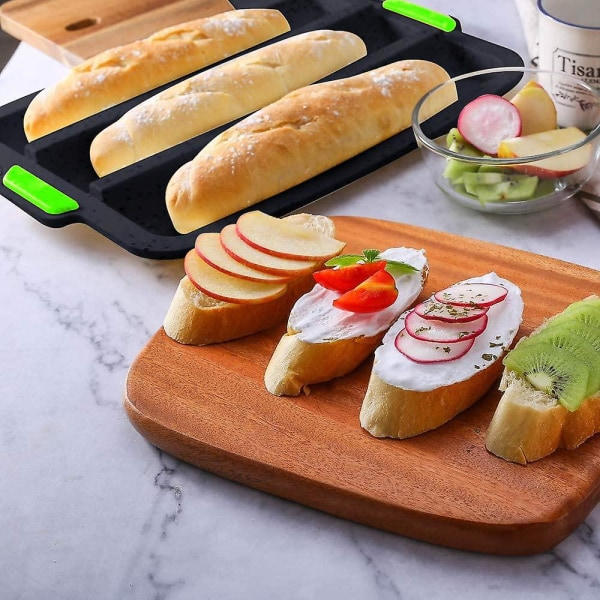 Baguetteplåt för 3 baguetter, 34x24x6cm - non-stick silikon