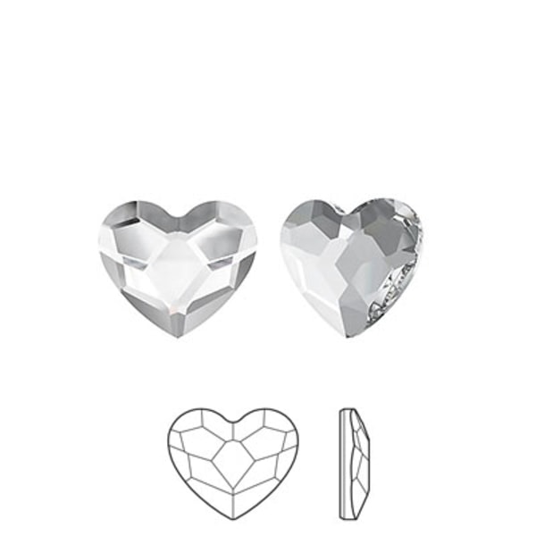 Swarovski strass med platt baksida, 3,6 mm minihjärtan, kristallklar, 1