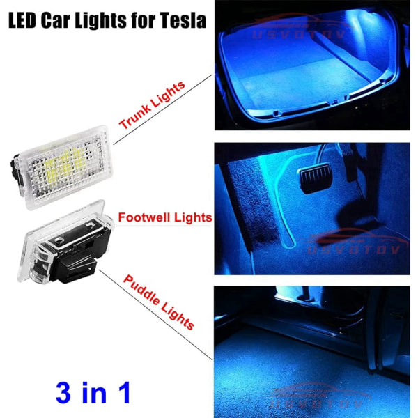 För Tesla Model S X Y 3 LED-interiörljus Neongolv Foot Trunk Car Ambient Light Bildekoration