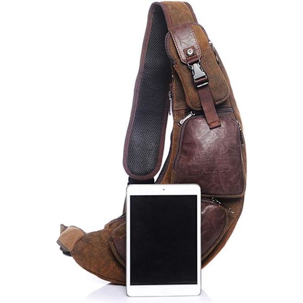 Läderryggsäck för män Kvinnor Utomhusresor Camping Fiske Vandring Crossbody Shoulder Chest Pack
