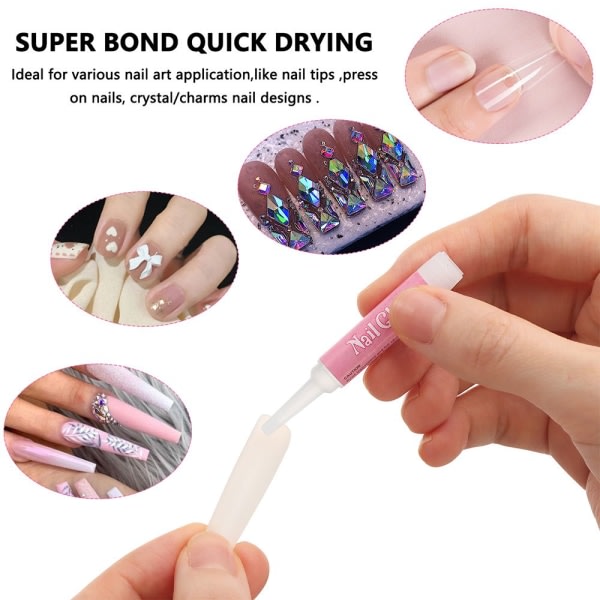 10 st/kit nageltips Limma nagellim för akrylnaglar konstnagel