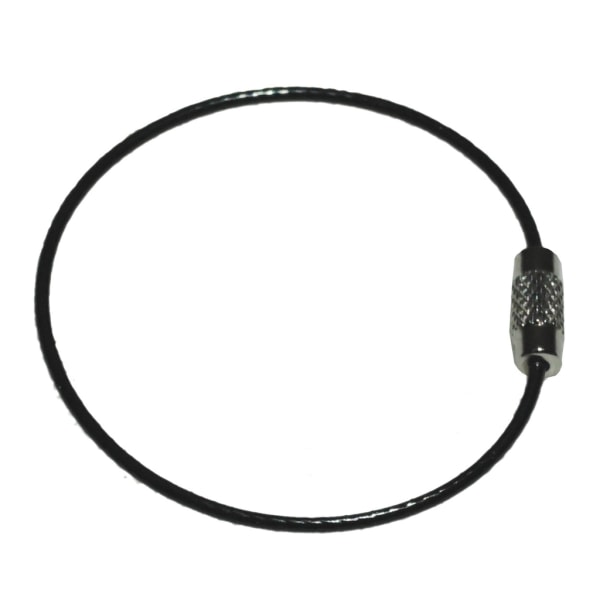 Nyckelring i ståltråd - Svart - 50mm diameter - 1,5mm tjocklek Black one size