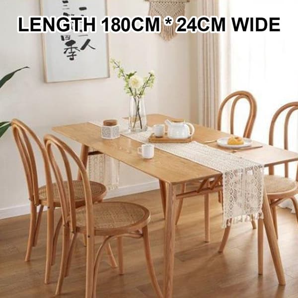 Bordsduk Rektangulär virkad spets elegant ihålig mesh , 180cm lång och 24cm bred.
