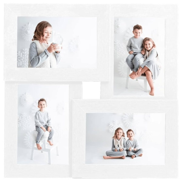 vidaXL Fotoram för 4x (13x18 cm) bilder vit MDF Vit