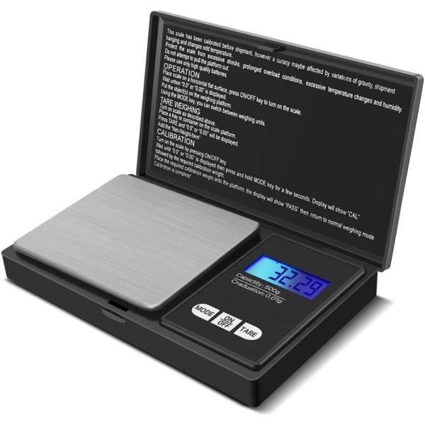 Smart våg med 7 enheter.med LCD-skärm，500g x 0,01g