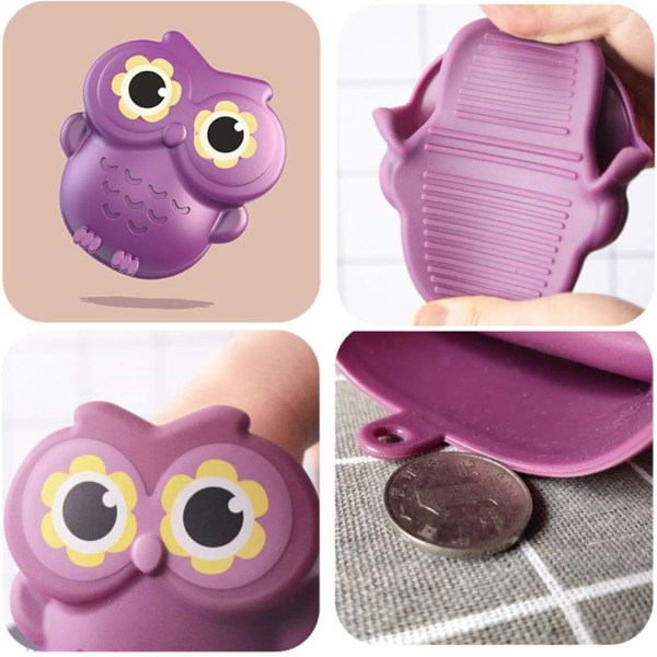 2-pack Mini Owl Handskar Roliga Silikon Mikrovågshandskar Värmebeständig matlagning Fingerskyddsklämmor