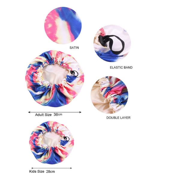 Tie-dye simulering silke cap (grön - vuxen 36cm)