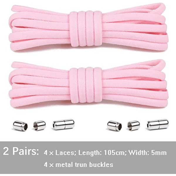 rosa 2 par elastiska skosnören för barn och vuxna - Elastic Rub