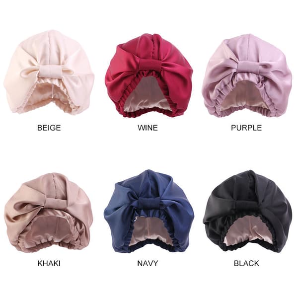 Simulerad silke dubbellagers cap pannband hårvård (beige)