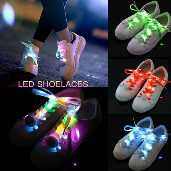 LED skosnören Flash Light Up Colors Glow Blinkande bomullssko Blue