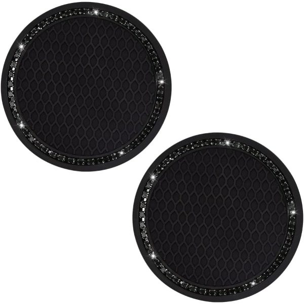 2-pack GM Glitter Cup Holder Insert Coasters (2,75" diameter), Crystal Rhinestones
