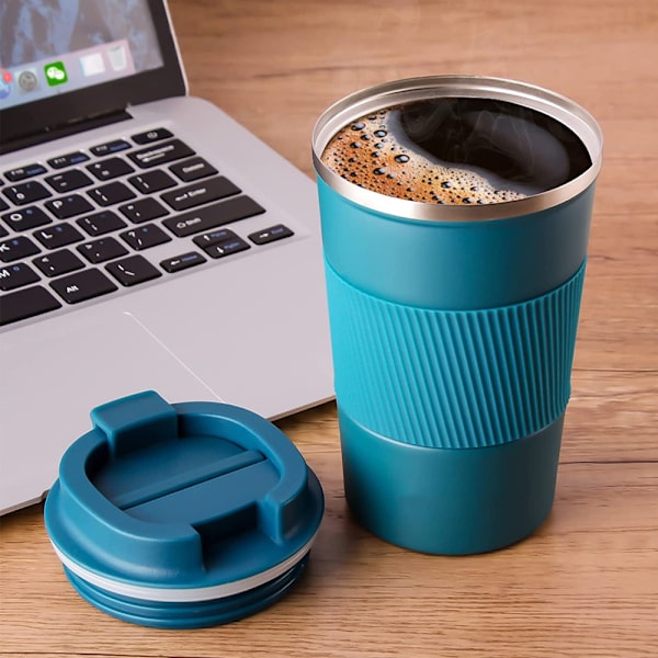 510ml blå mugg, kafferesemugg i rostfritt stål, varmt och kallt kaffe, mjölk och te.