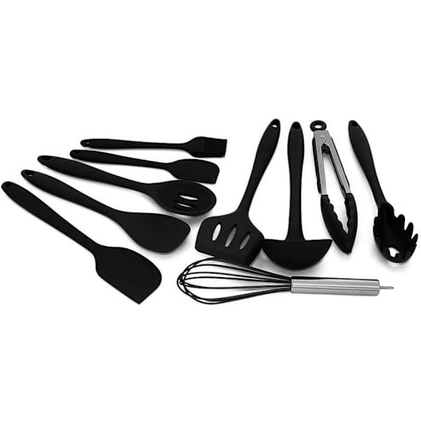 10 stycken köksredskap silikon BPA-fritt set (10 stycken svart)