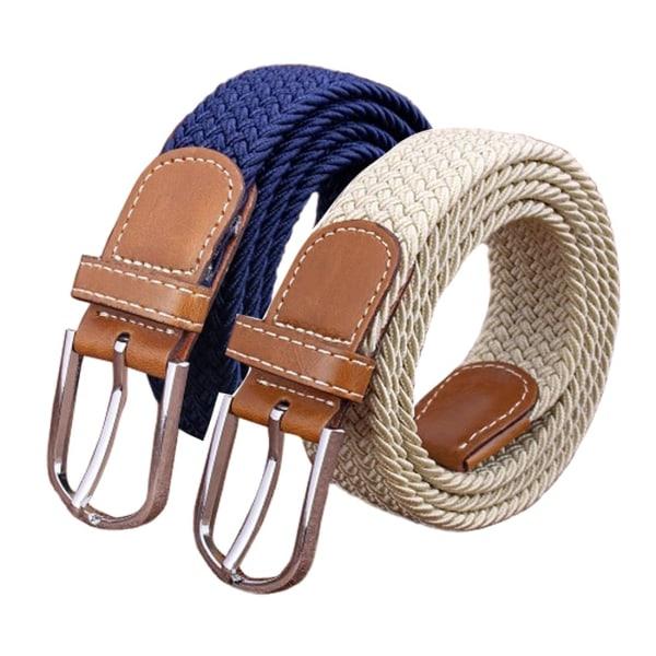 Set med 2 dambälte Casual flätat elastiskt tyg vävt stretchigt elastiska bälten