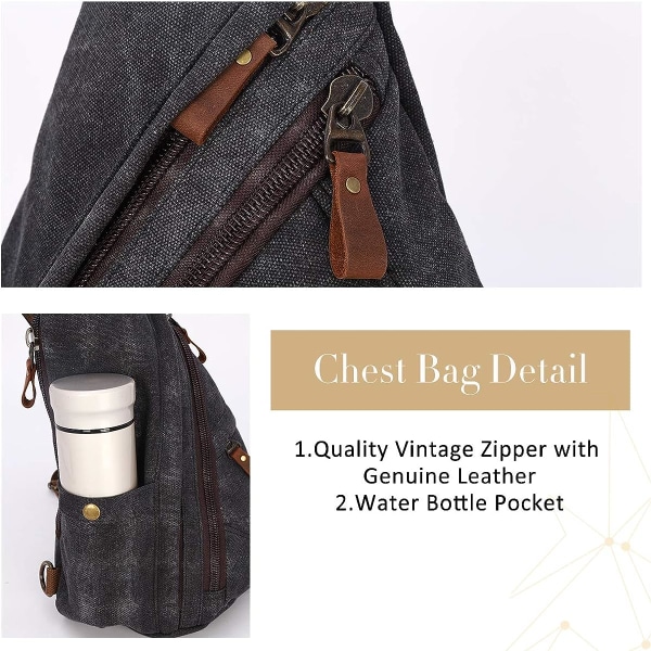 Canvas Sling Bag - Liten Crossbody ryggsäck Shoulder Casual Daypack ryggsäck för män kvinnor