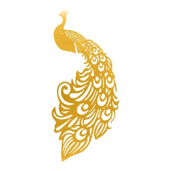 Peacock Wine Glass Card / Bröllopsbordsdekoration / Creative Gold 50 PC