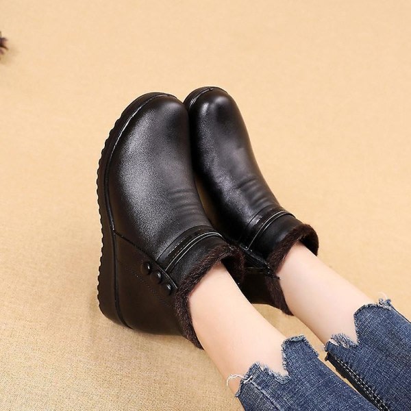 Mode Vinter Kvinnor Läder Ankel Warma Boots brun 5