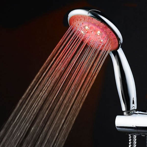 Ledduschhuvud Högtrycksduschhuvud med 7 färger LED-lampor i regnlägen Spara 40 % vatten silver