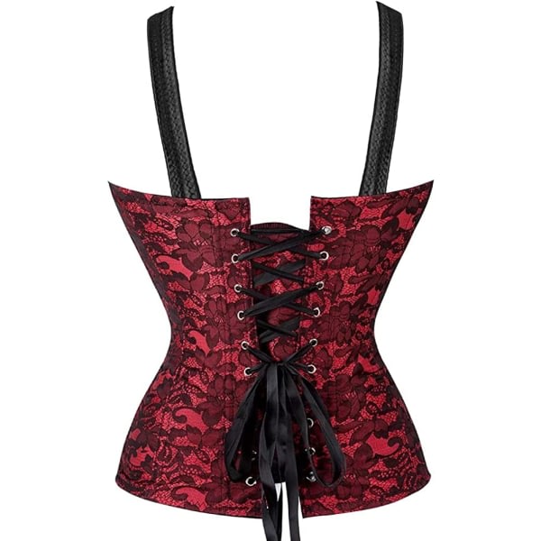 Damkorsetter Overbust Bustier Top Gothic Sexy Shoulder Red 2928 XL