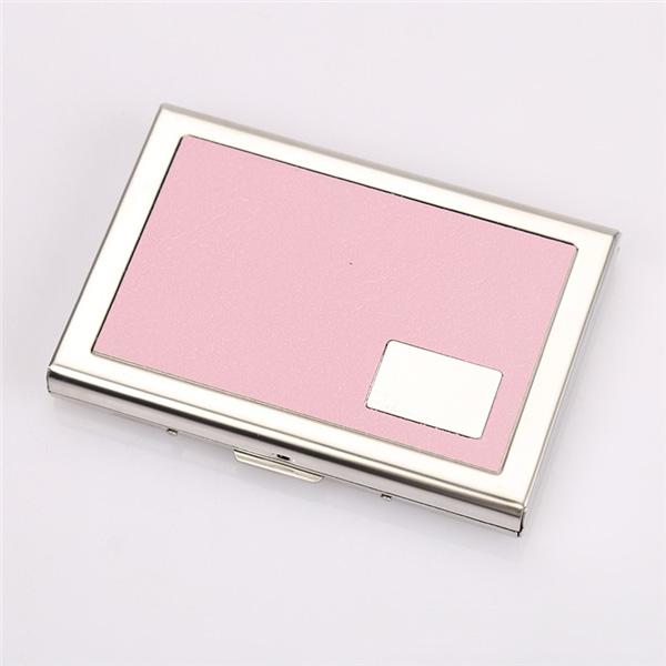 Korthållare med fack - kreditkort - metall - plånbok - Rosa