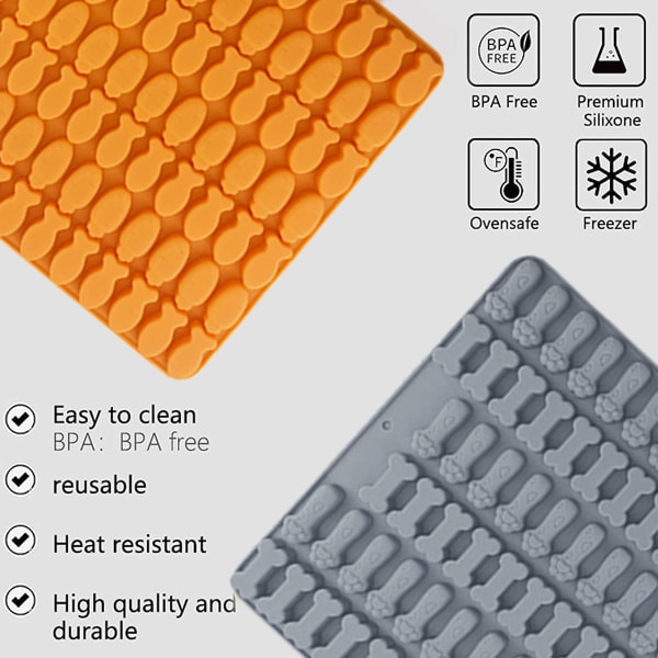 2-pack mini form 106-hålrum hundben och form 111-hålrum morot och fisk form