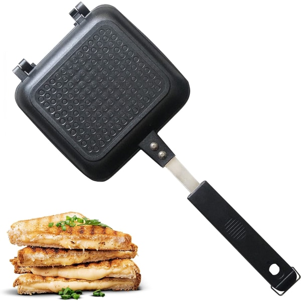 Smörgåsmaskin，Grillpress grillad ostmaskin，Smörgåsspis non-stick (svart)