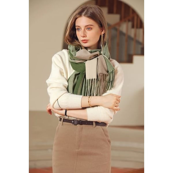 Winter Women's Long Soft Warm Scarf Rotating Tassel Shawl Plaid filt Julklapp (grönt)