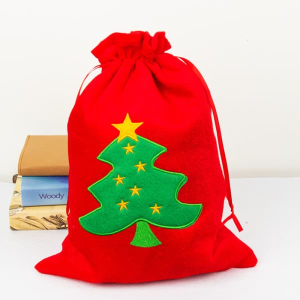 1ST Liten julklappspåse Guld sammetsbroderad present b