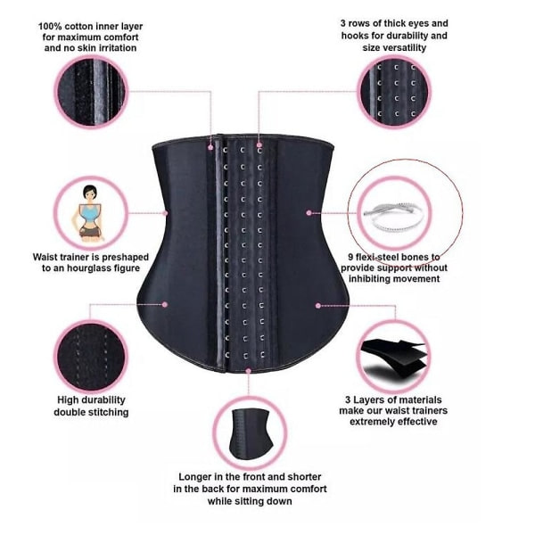 Bustier, latex bantningskorsett, smal midja, för platt mage (XS) xs