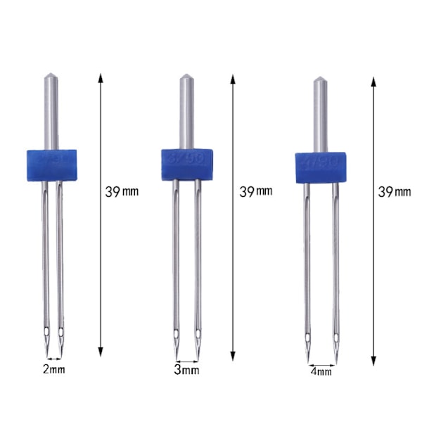 Twin Needle Home Symaskin Twin Stretch Needle, 3 storlekar blandat paket (3 stycken)