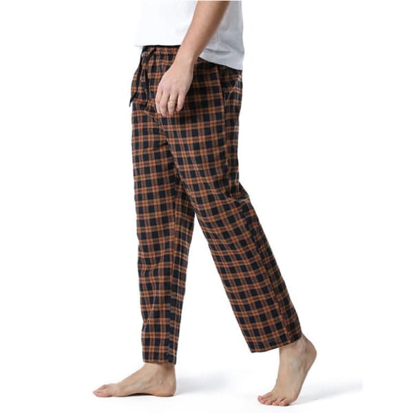 Supermjuka pyjamasbyxor i bomull för män orange M