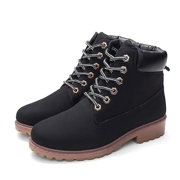 Varma plysch kvinnor Fyrkantiga klackar Vinter Svart No Fur Snow Boots 11 / Svart No Fur