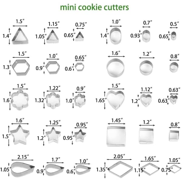 Mini Cookie Cutter Set - 30st små geometriska formskärare
