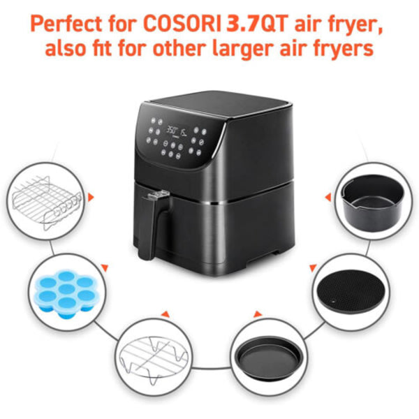 6st 7'' 8" Square Air Fryer Tillbehör Bakplåt Korg Pan 7inch