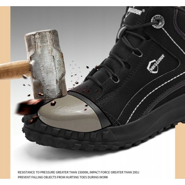 Arbetsskyddsskor för män anti-sprickbildning anti-punktering däcksula anti-halk slitstark khaki 39