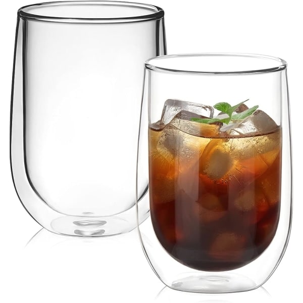 Set av isolerglas med 2×350 ml dubbelväggigt värmebeständigt