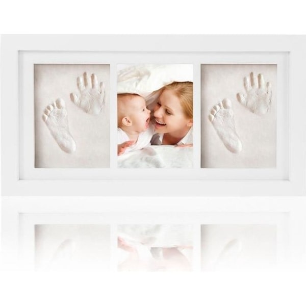 Baby Handprint and Footprint Kit - Fotoram i trä - Två handavtryck och en fotoram - Vit