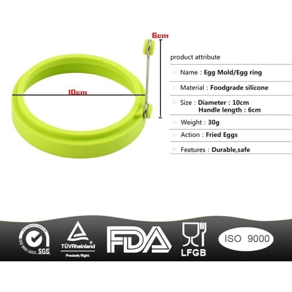 Set med 4 äggringar i silikon - non-stick molds - runda Ba