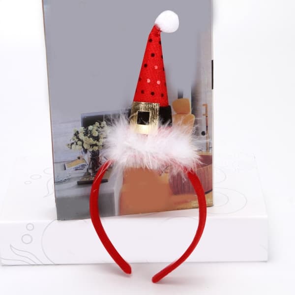 Feather Tomte Hat Pannband Paljetter Xmas Hat Hårband Jul Hatt Hårbåge