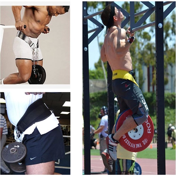 Tyngdlyftningsbälte med kedja - Högkvalitativt viktbälte för gymnastik, fitness, vikter, pull-ups