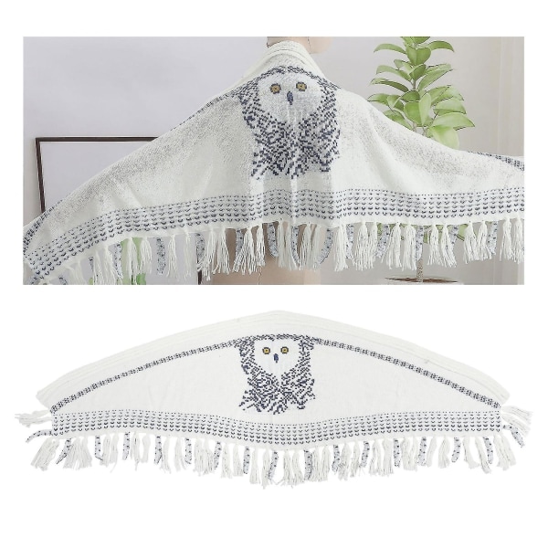 Owl Scarf Sjal, Uggla stickade halsdukar, Halsdukar för kvinnor Vit vändbart print