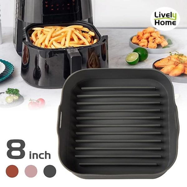 8-tums Air Fryer Silikon Bakplåt Panna Gryta Non-stick Insatskorg Friterad kycklingbehållare Hållare Foder Skålar Tillbehör 16CM Round Coffee