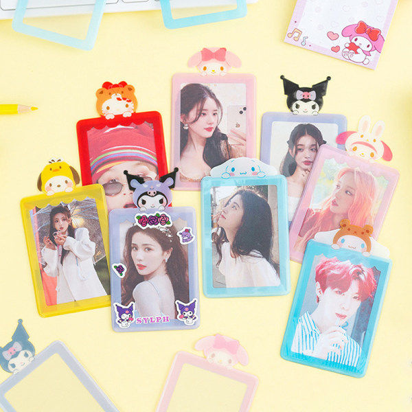 Kpop Kawaii Photocard Collect-hållare med hängande björnkredit Blue