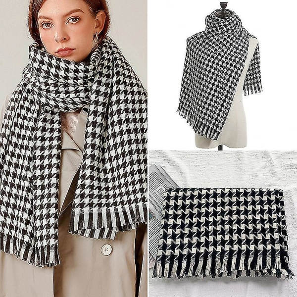 Houndstooth street style kvinnors kashmirsjal med geometrisk form och lång printed halsduk