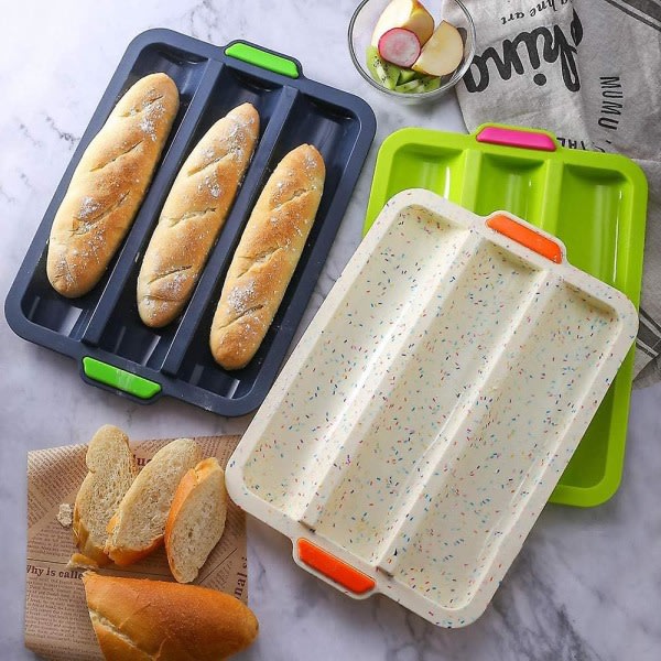 Baguetteplåt för 3 baguetter, 34x24x6cm - non-stick silikon