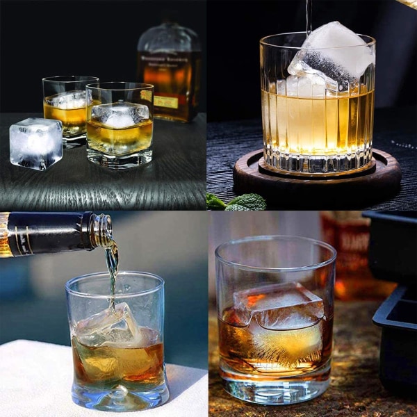 8 Grid Ice Cube Form Silikon Ice Cube Fack med lock 3 Pack Ice Cube Tillverkare 5cm (svart)