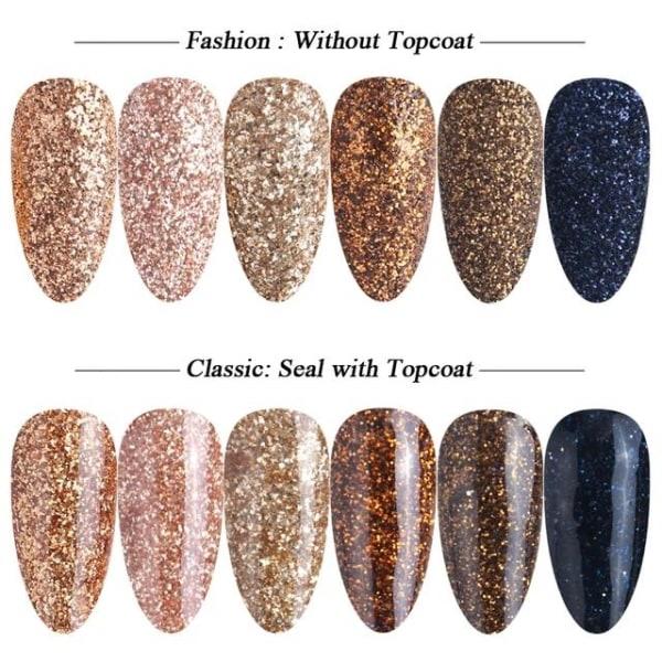 6st nagelglitter glitter, Nageldekorationer flerfärgade