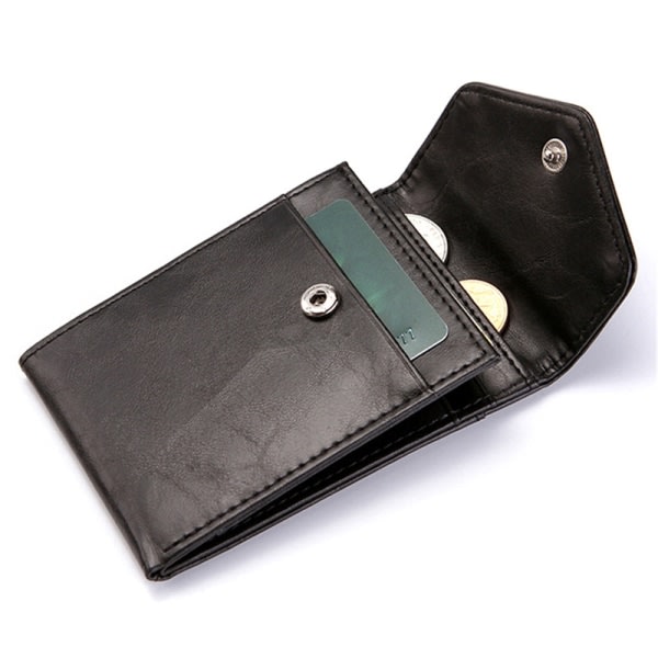 Mode RFID-plånbok Mini PU-lädermynt Plånbok Korthållare Black