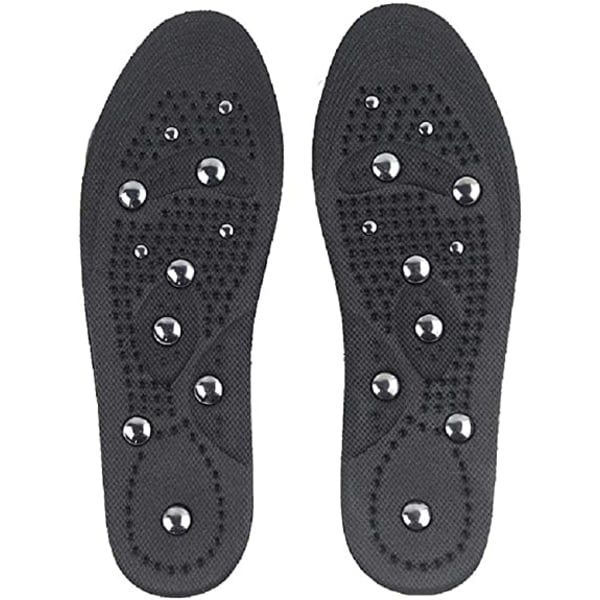 Svart storlek s-Magnetic Therapy-inläggssulor Andningsbara massagesulor